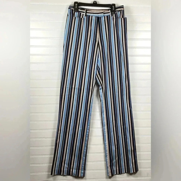 INC International Concept Stretchy Blue, cream& Tan Striped Pants Size 4 - Picture 1 of 5
